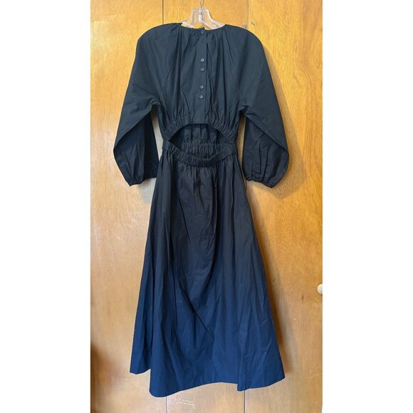 NWOT ZARA BLACK L/S BACK CUT OUT POPLIN DRESS, SIZE: XS - Picture 3 of 9